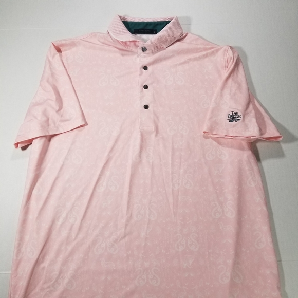 Greyson Golf Polo Performance Size Large All Over Print Pink Animal The Bridges - Picture 2 of 9